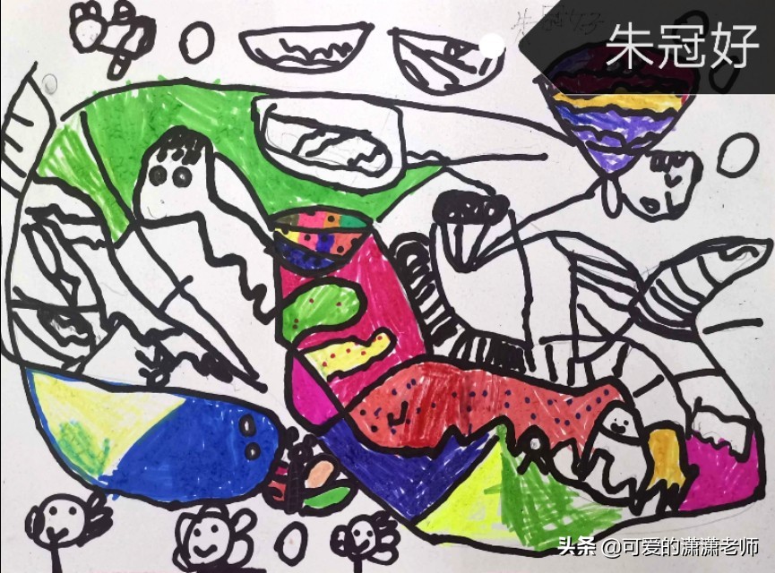 各种各样的线条图案大班,神奇的线条美术大班作品图片