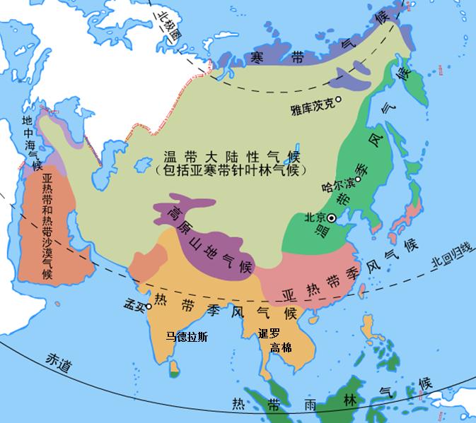 俄罗斯新西伯利亚地理特点,纬度相近气温差异大的原因