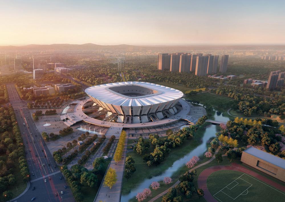 苏州亚洲杯足球场效果图,中国第一个三面环海亚洲杯足球场