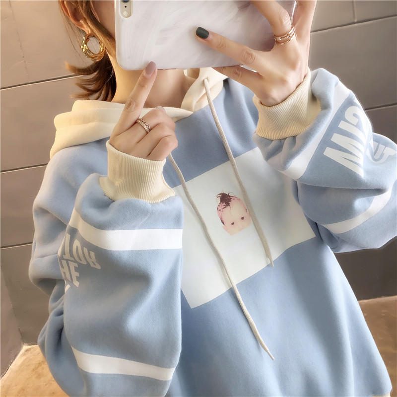 「女装」最新款式宽松加绒连帽卫衣/089654