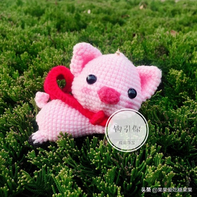 十二生肖小猪玩偶钩织图解,飞天小猪钥匙扣