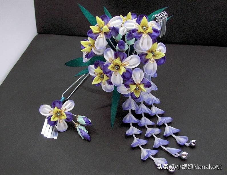 刺绣兰花发饰制作,手工刺绣发饰