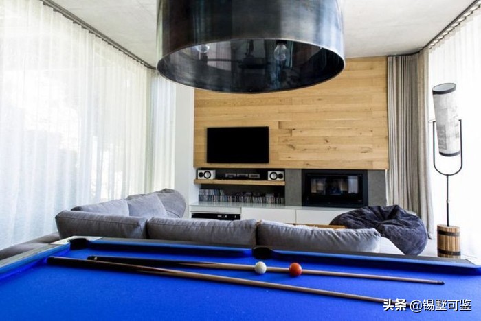 别墅台球桌设计效果图,客厅台球桌装修案例