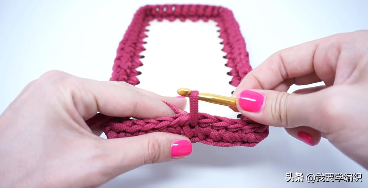 简单大方钩编单肩包图解,简单勾织小包包方法