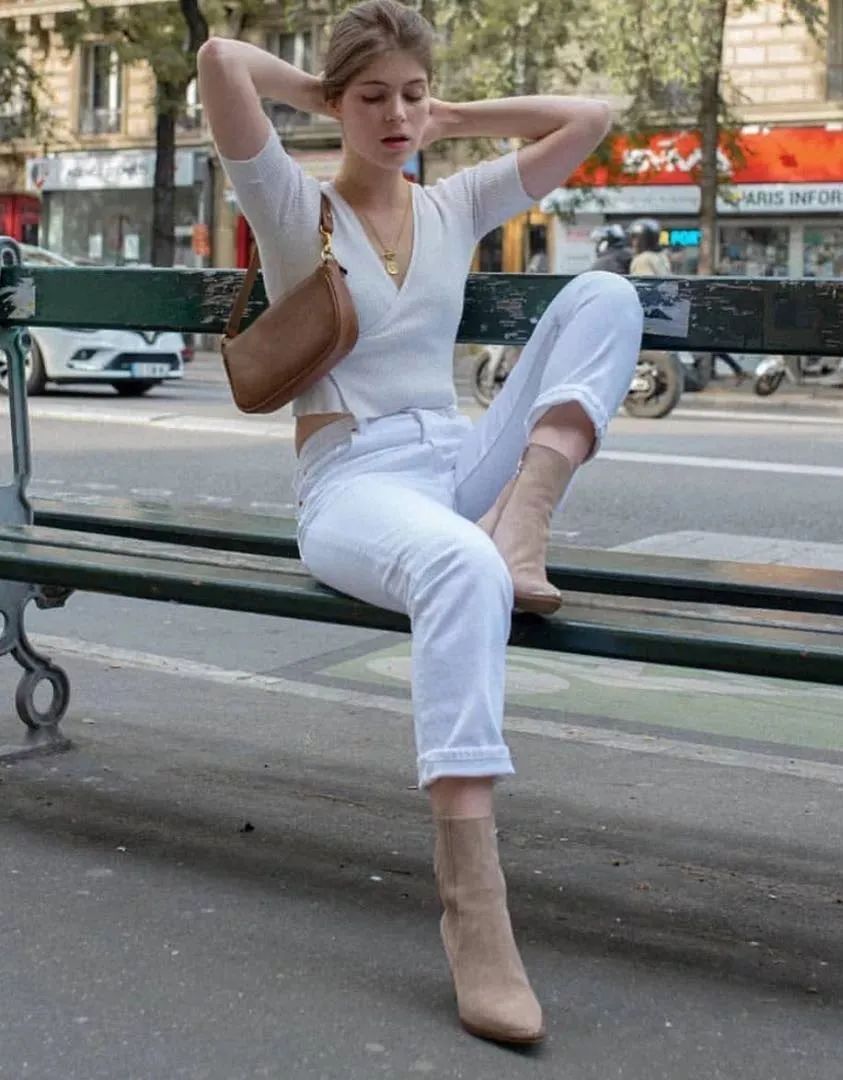 小白裤如此穿搭尽显高级感,夏季薄款纯白色八分小白裤女士