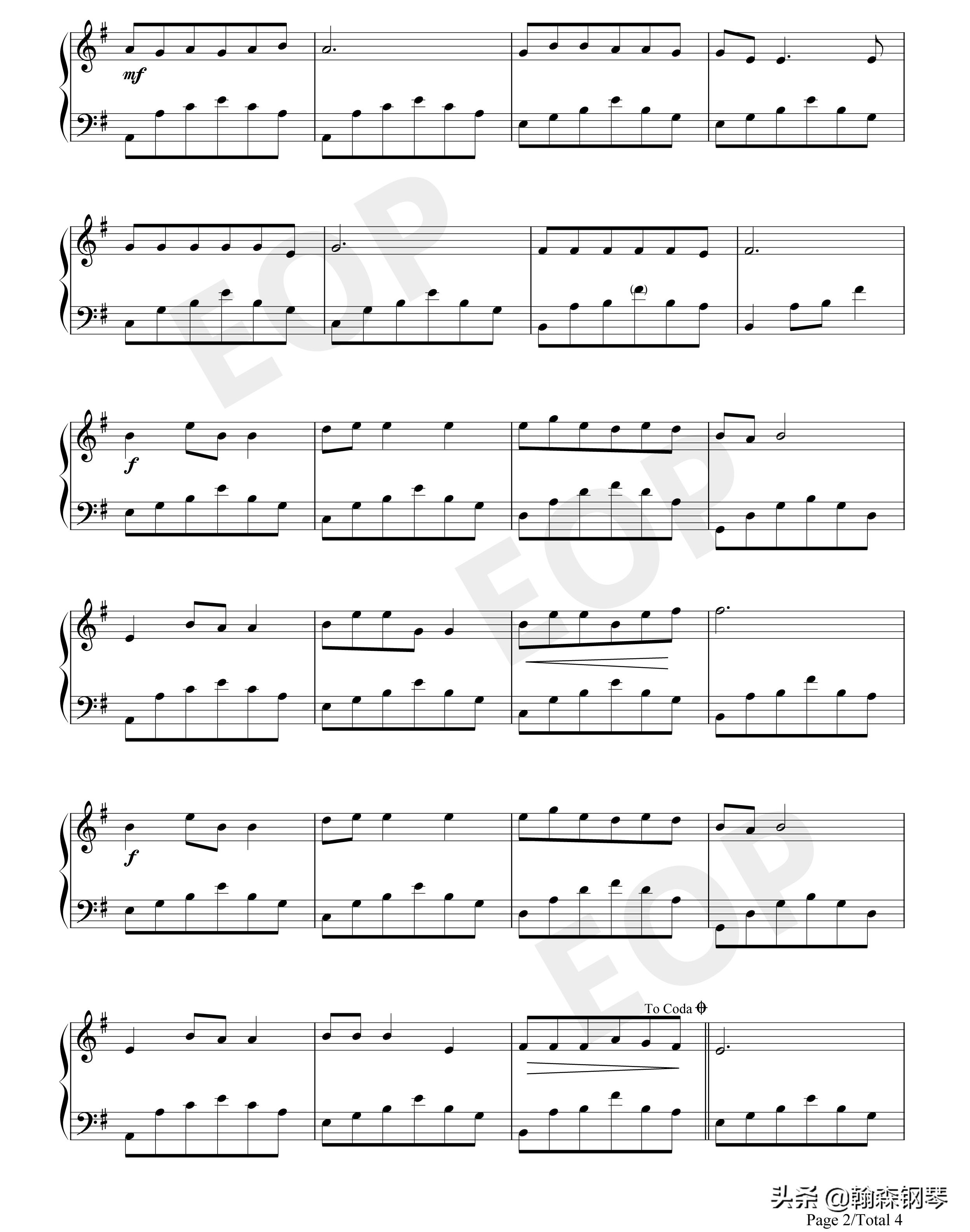 丁香花钢琴简谱左右手图文,钢琴曲丁香花五线谱简易版