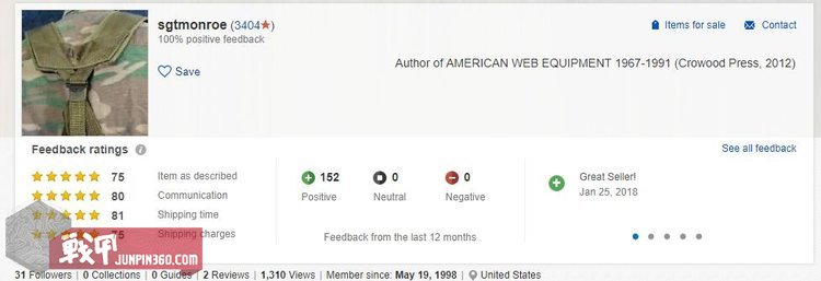 隔太平洋挂eBay军品*子骗**卖家：C.A.Monroe