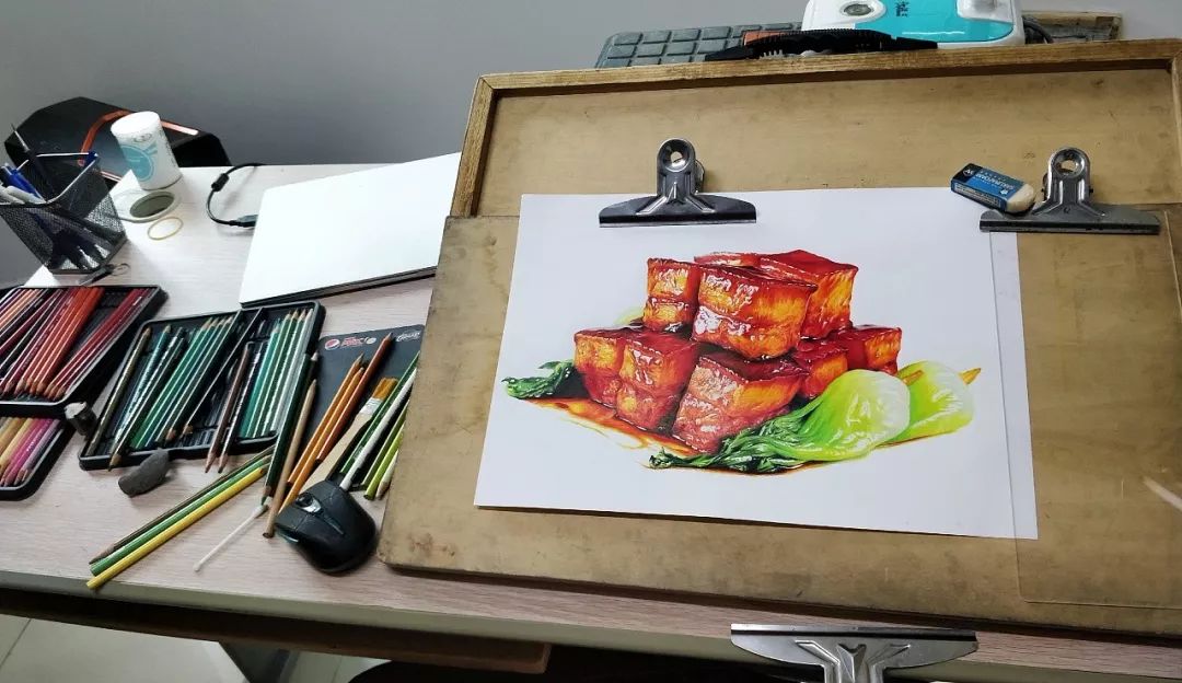 彩铅画美丽的山水画,彩铅画美人蝴蝶