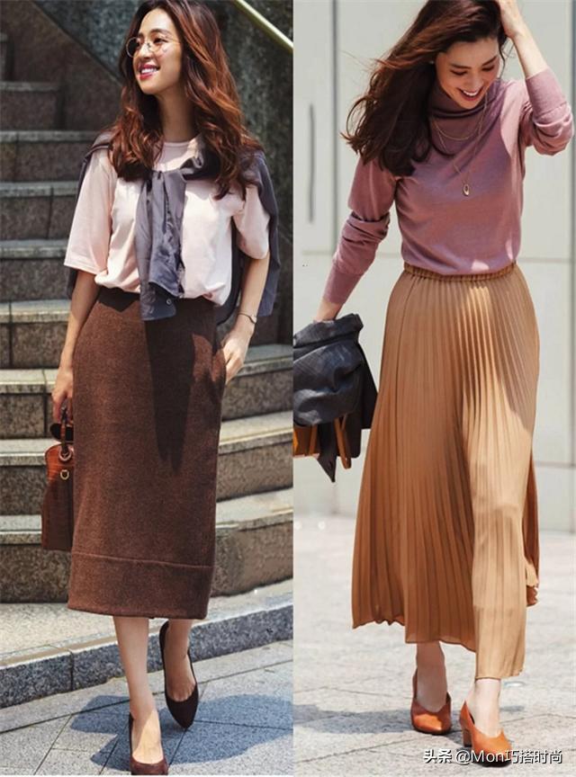 入秋学院风套装长裙,入秋半身裙子