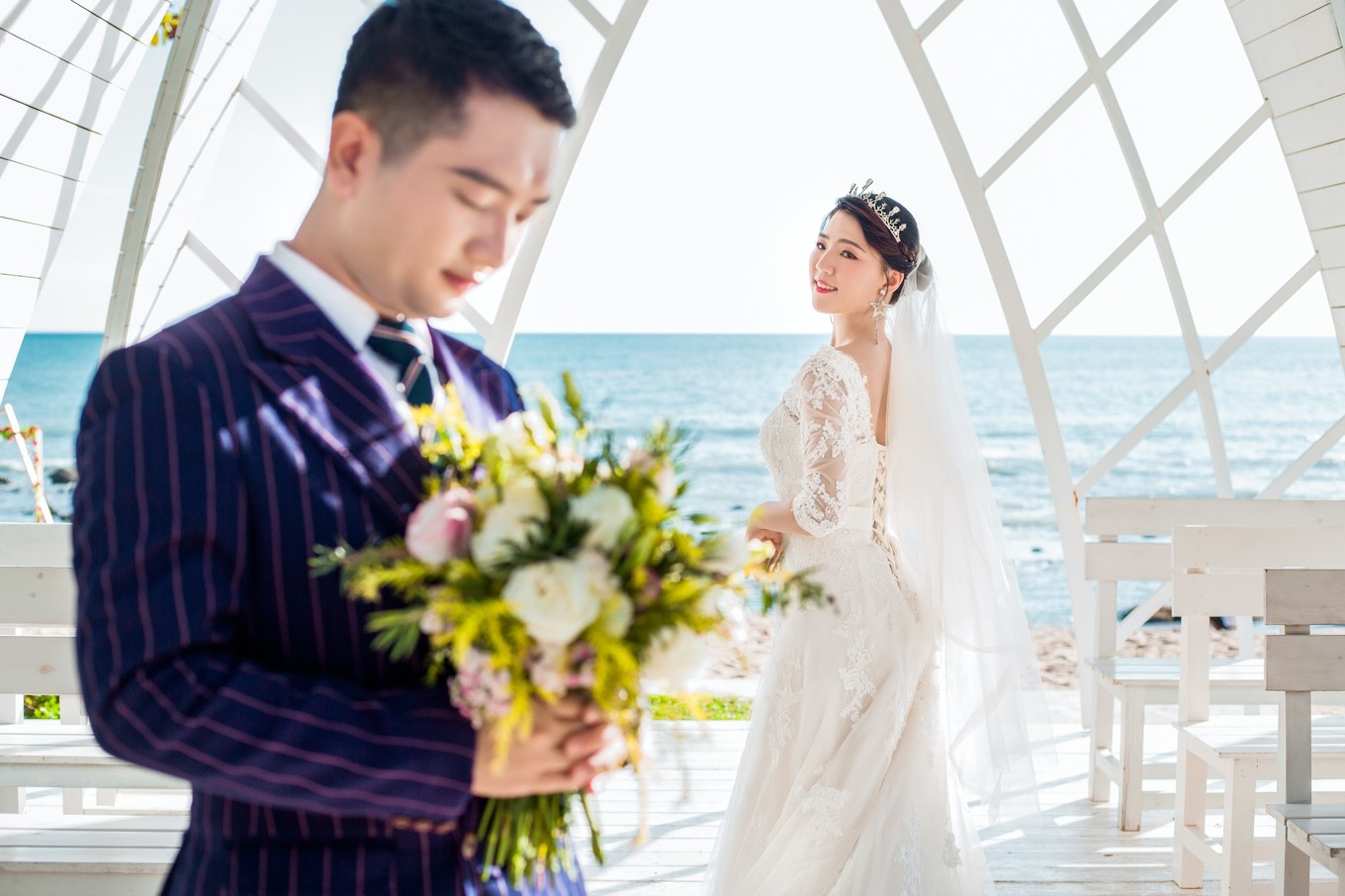 天涯海角和大小洞天婚纱照,去三亚大小洞天婚纱照多少钱