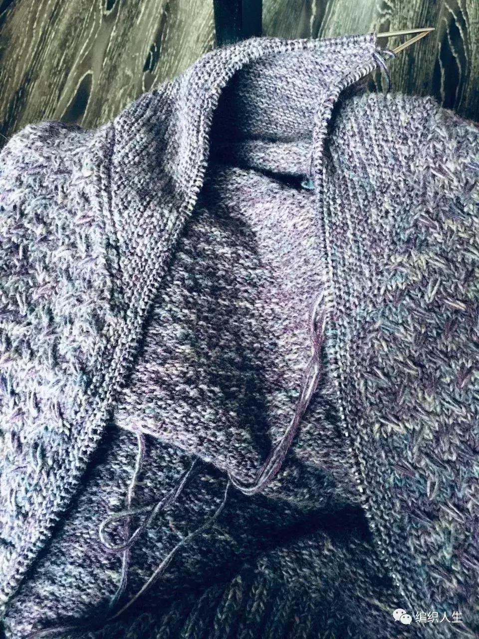 男士白色粗线棒针手工开衫毛衣,棒针翻领开衫编织视频