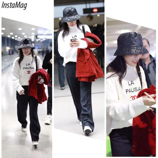 冬季穿一身白超时髦，和周雨彤学习白色服饰搭配，清纯又显白