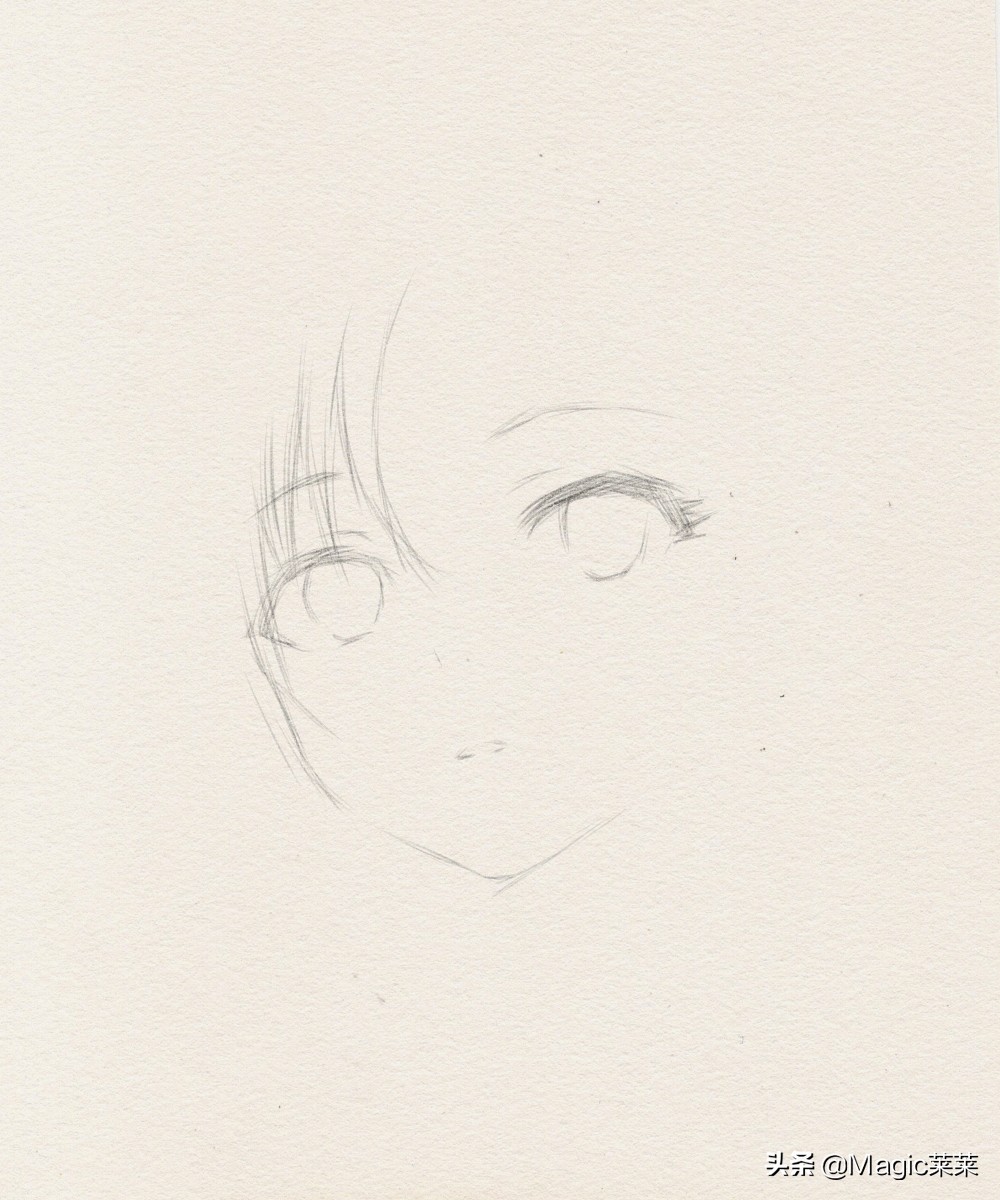 手绘动漫女人物黑白线稿教程,铅笔手绘动漫少女教程