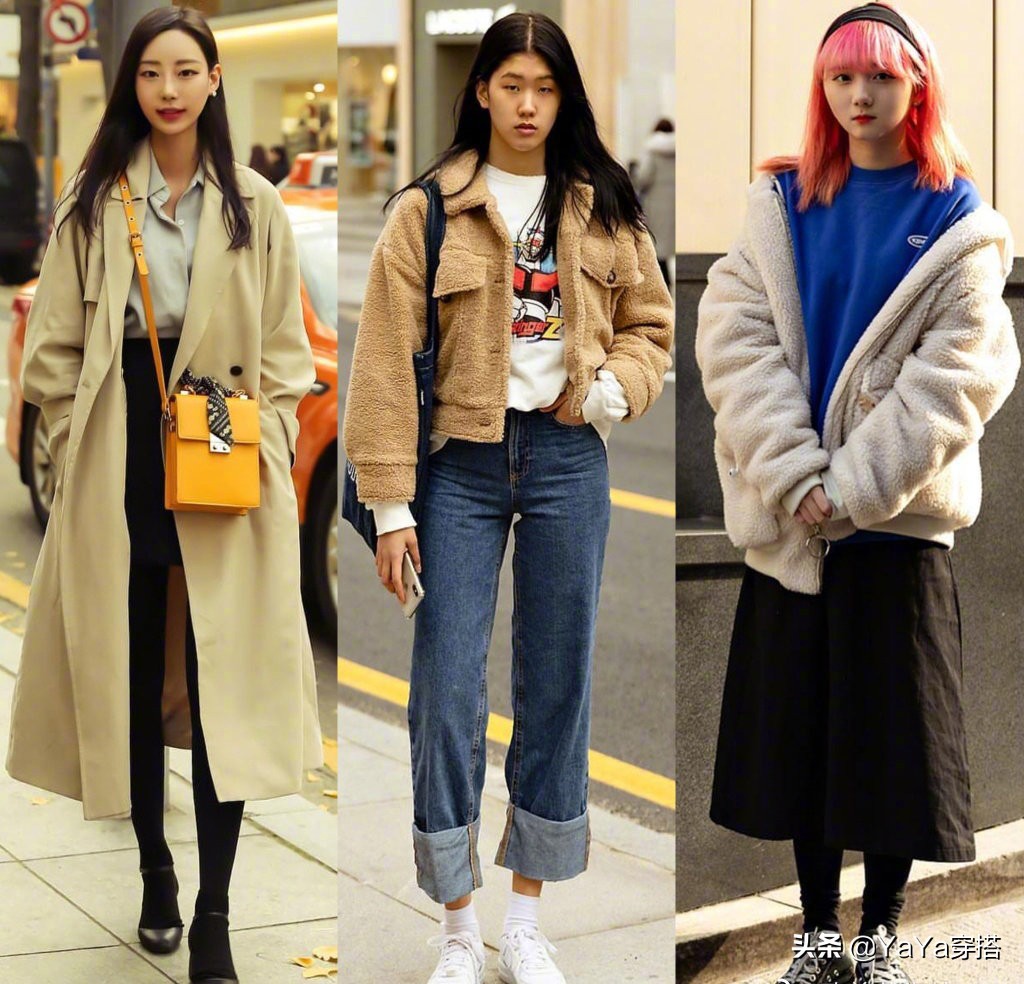 黑色韩国羊绒大衣搭配,韩系穿搭女生秋冬灰色大衣