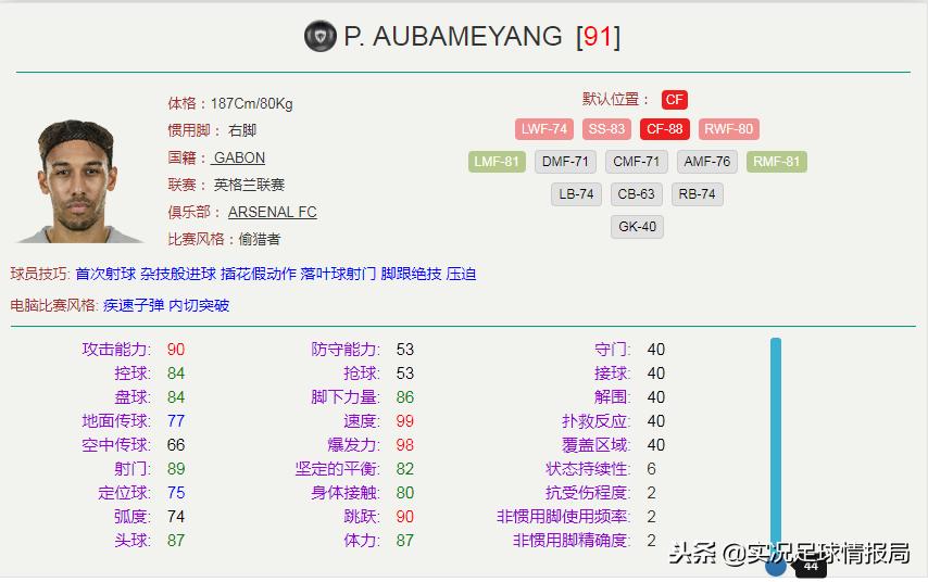 实况2023赛季中锋排名,实况足球中锋黑球排名