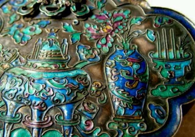 古法方形金锁,清代老银制长命锁