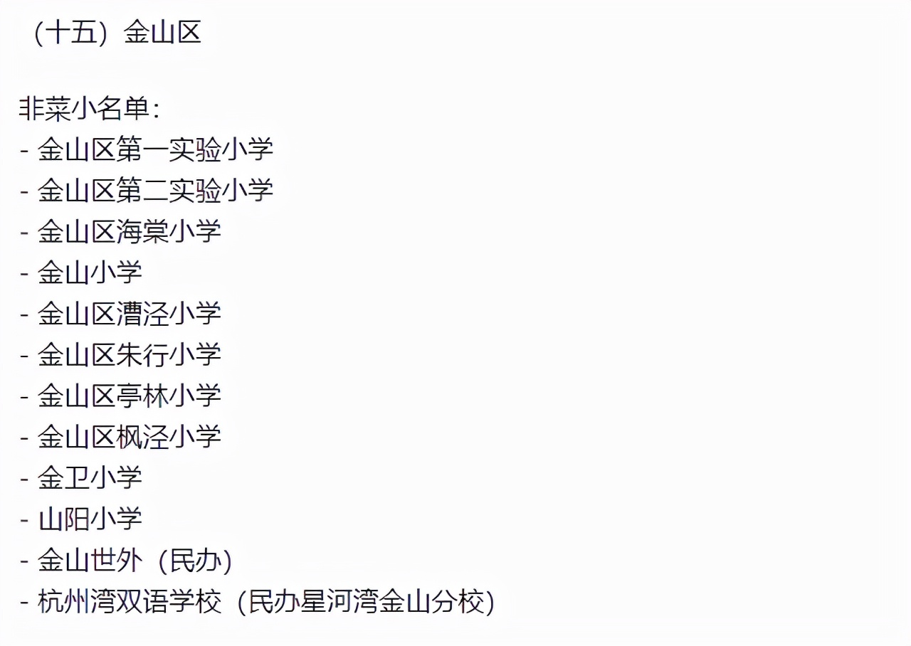 上海的小学排名一览表,上海16区小学名单