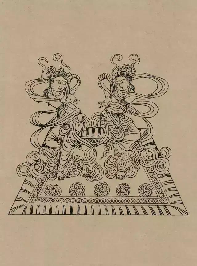 敦煌画线稿描摹,敦煌壁画白描勾线教程