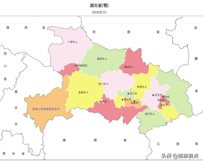 湖北省地图行政区划,湖北省各市县行政区划图