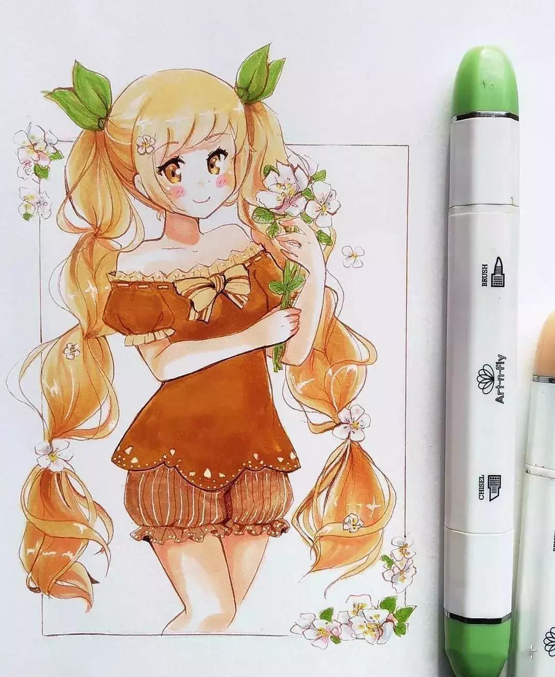 可爱动漫人物手绘马克笔,马克笔好看的动漫人物