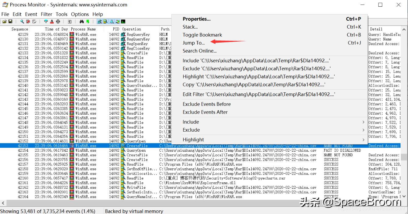 四十九,Procmon软件基本用法及文件进程、注册表查看