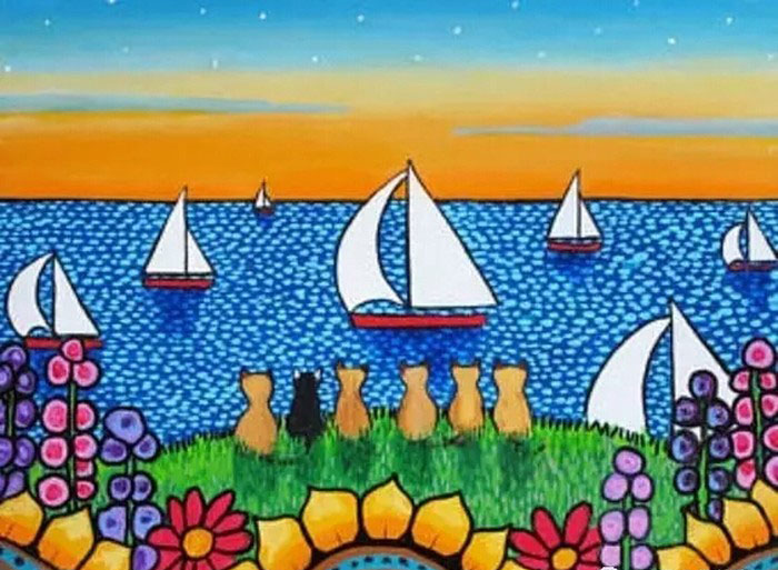 儿童创意水粉画作品,6-12岁幼儿创意水粉教程入门