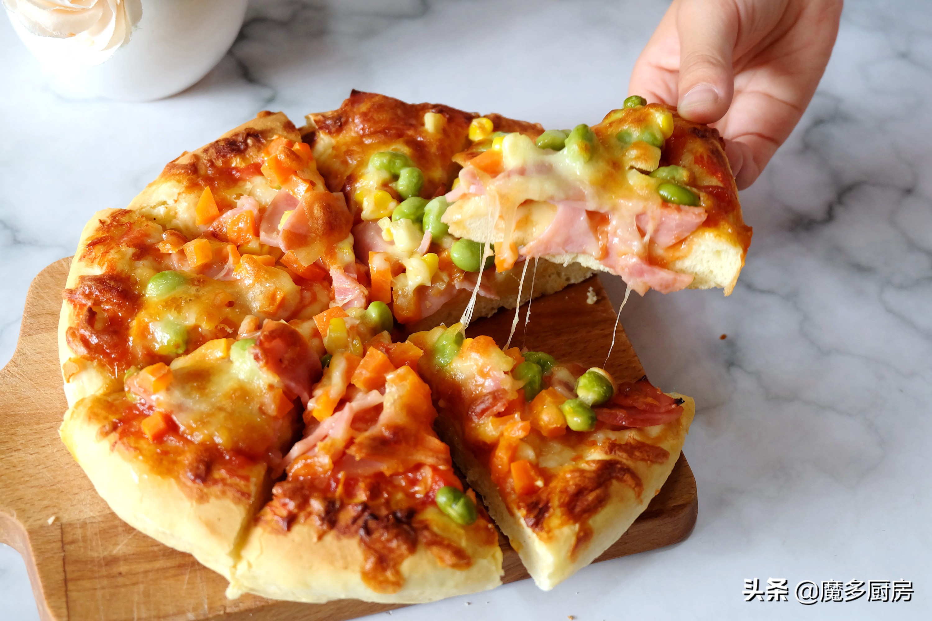 披萨最简单的做法连5岁小孩都会,适合小孩做的美食披萨不用芝士