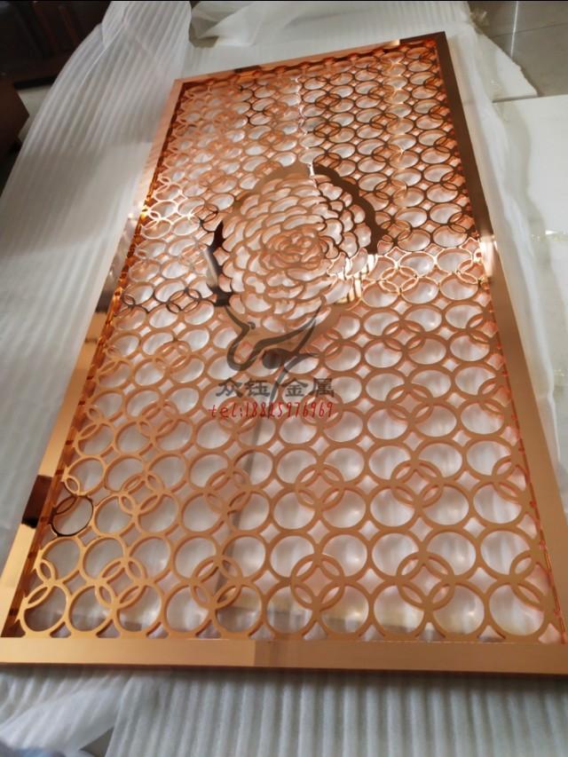 玫瑰金雕刻屏风高清大图,玫瑰金方管屏风装饰效果