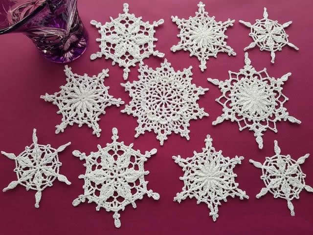 简单手工钩织雪花,钩编高清雪花图解教程