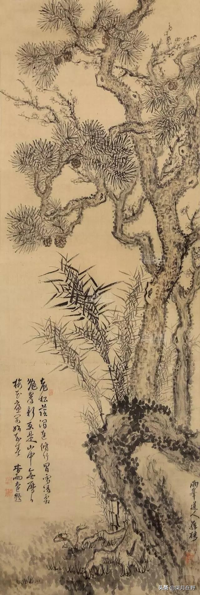 松竹梅岁寒三友桃李杏春风的出处,元朝青花松竹梅岁寒三友执壶图片