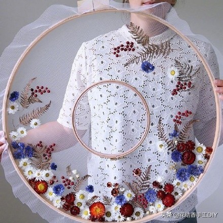 手工diy刺绣分享60款,干花刺绣作品图片