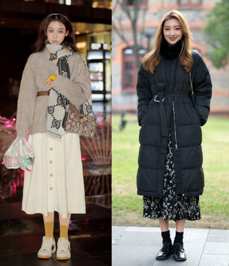 打*裤底**下面不一定配雪地靴，现流行这样穿，时髦洋气，冬季穿很美