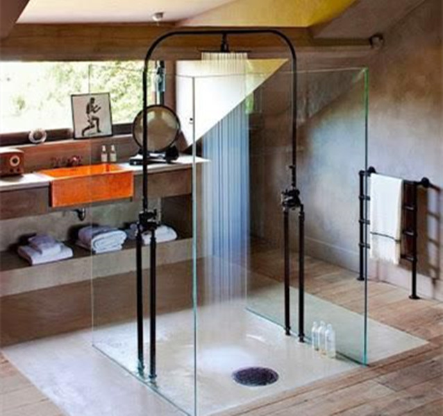不需要玻璃隔断的淋浴房隔断案例,极简淋浴房隔断玻璃顶部怎么固定