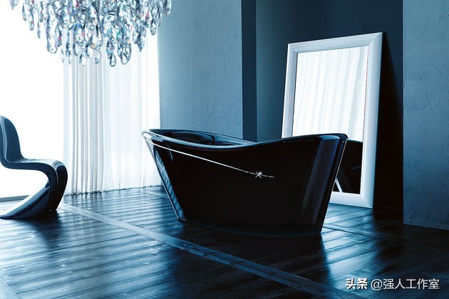 带浴缸的整体浴室卫生间,独立式超长款浴缸