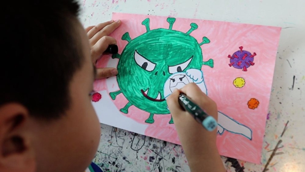 春天的画儿童版一年级下册,童画春天