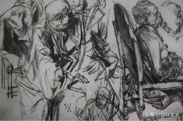 门采尔自画素描高清大图,素描大师门采尔著名作品