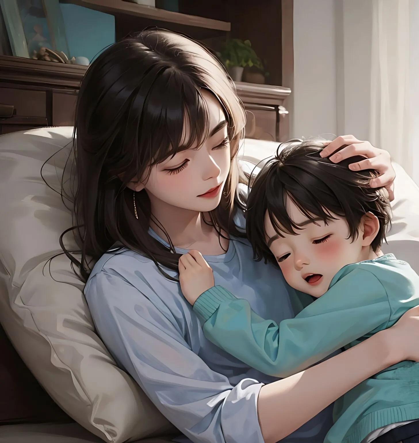 亲子准爸爸妈妈头像,亲子头像双胞胎男孩和妈妈