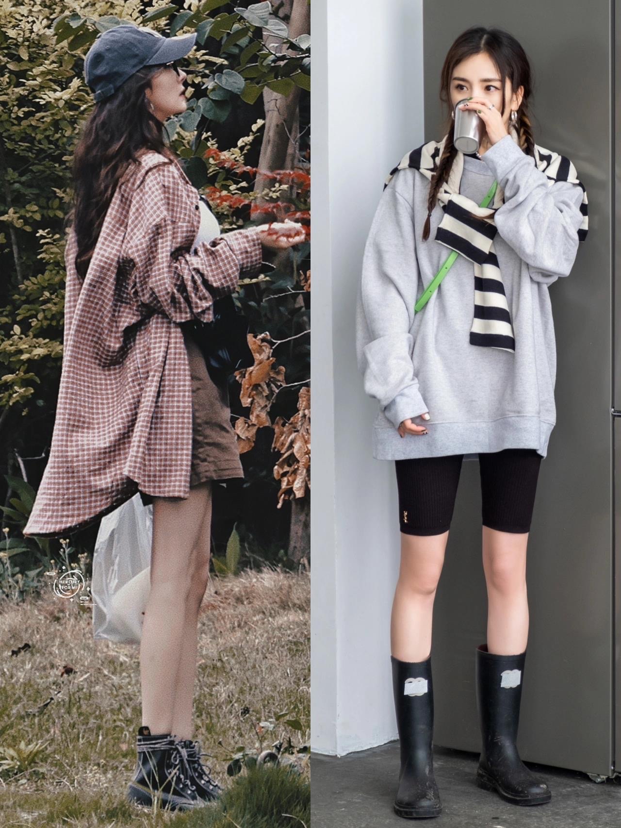 杨幂王子文都穿的条纹衬衫,小个子王子文冬季穿搭