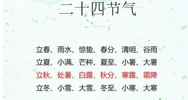 24节气有哪些写下来,24节气有哪些顺序
