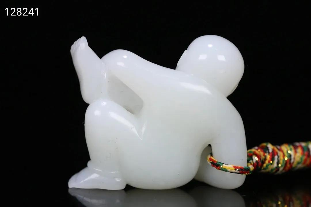 和田玉跪童子雕件图片,清和田玉寿桃童子雕件