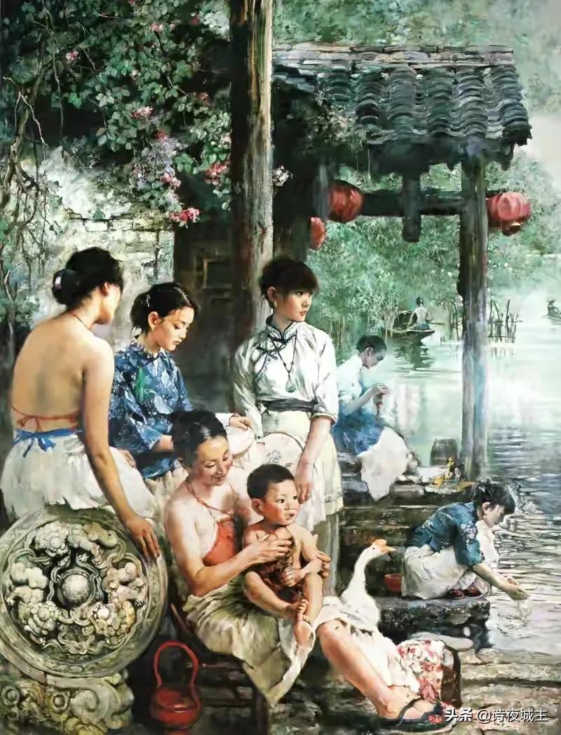 潘鸿海与陈逸飞油画展,潘鸿海油画抱陶罐的女孩