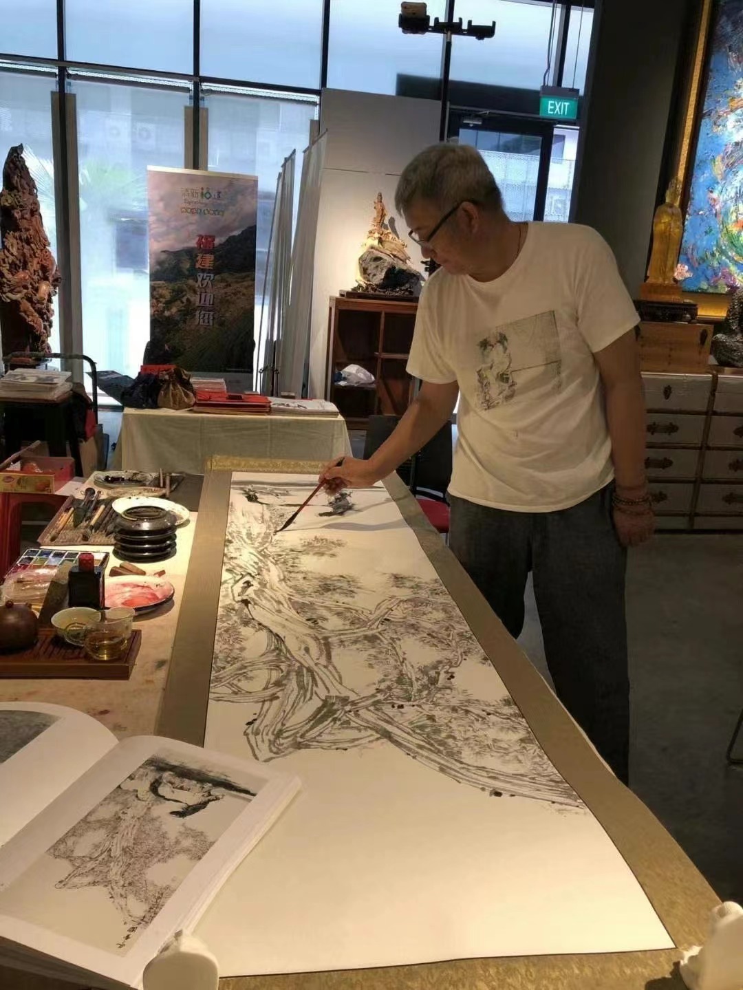 春夏秋冬四季水彩创意画,加拿大秋天风景画作品