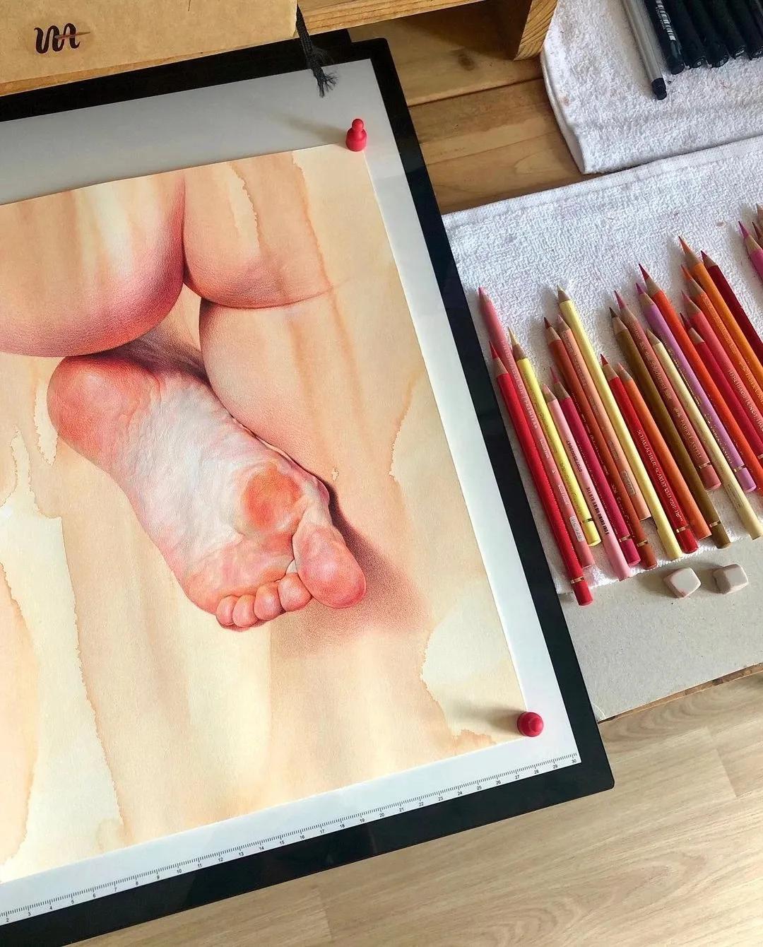 外国人画绝美人物油画,韩国小哥画最小的画