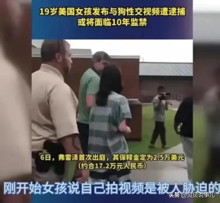 19岁美国少女录制与狗发生性关系视频，警方：虐狗行为10年监禁