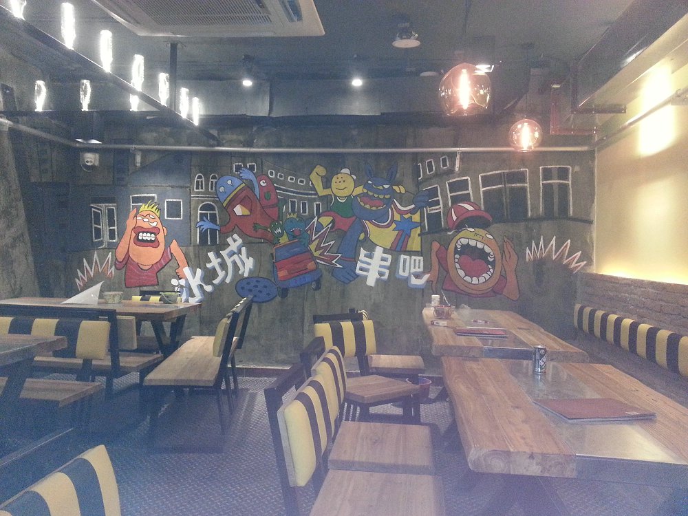 火锅店墙绘山水画多少一平,美食店墙绘多少钱一平