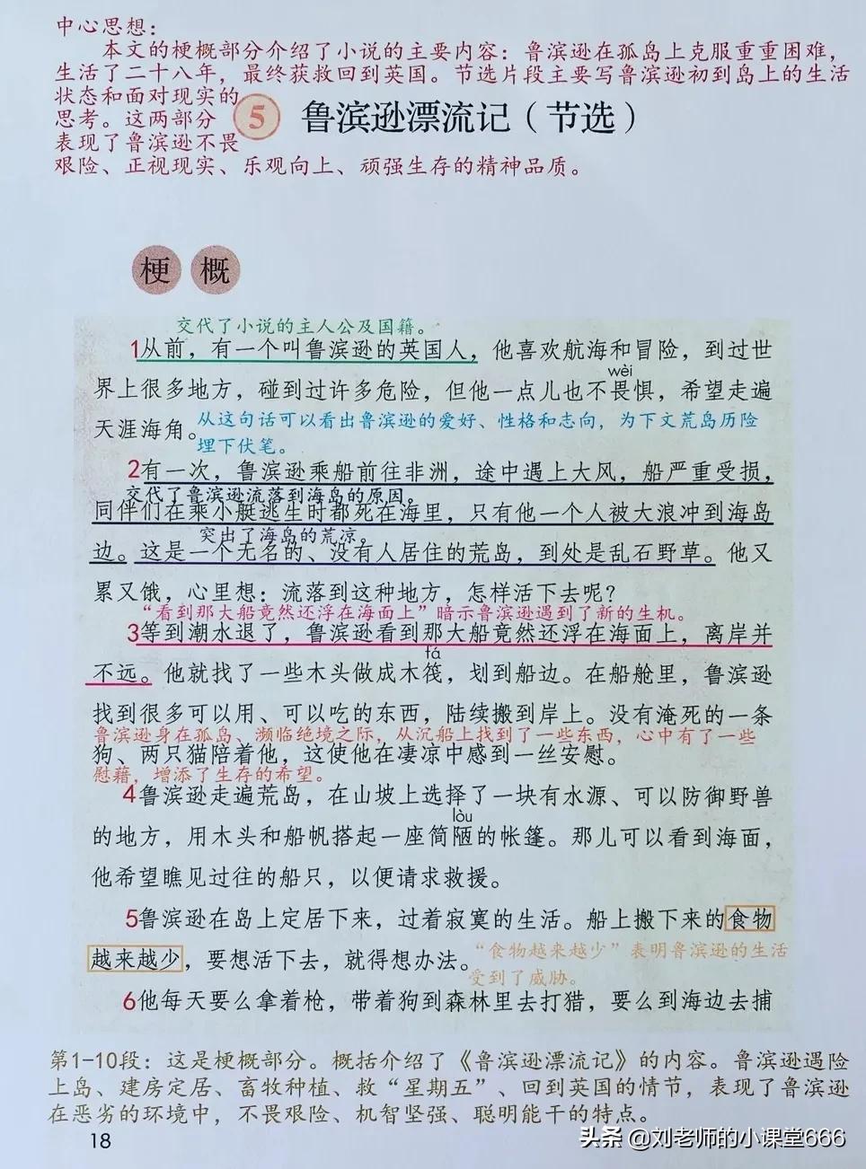 六年级下册语文鲁滨逊漂流记思维,语文笔记六年级下册鲁滨逊漂流记