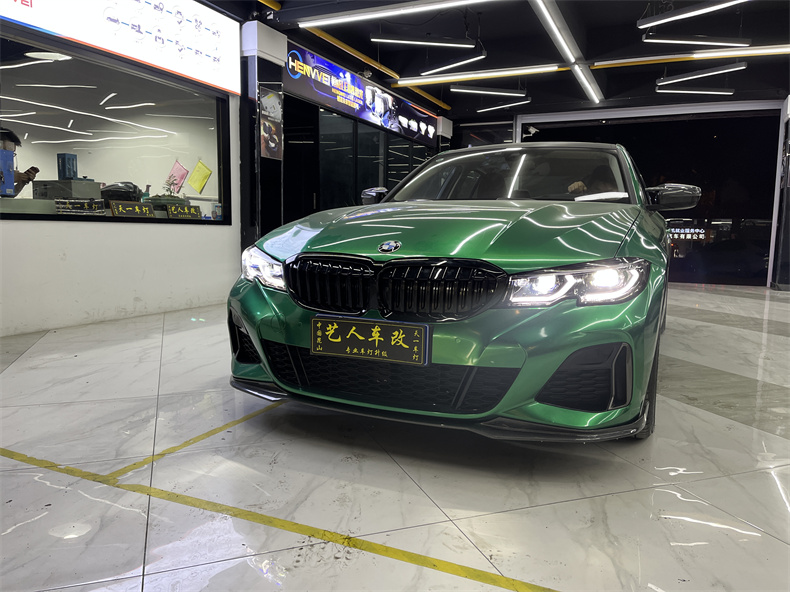 全新宝马三系夜晚大灯效果,昆山宝马3系改大灯方案