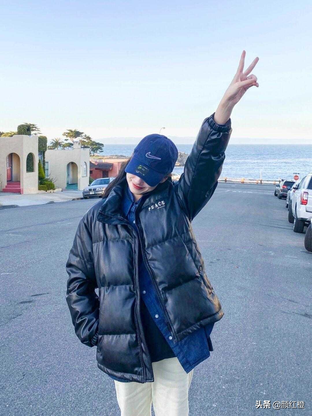 羊剖层皮革羽绒服短款,女款皮革粉色中长款加厚羽绒服