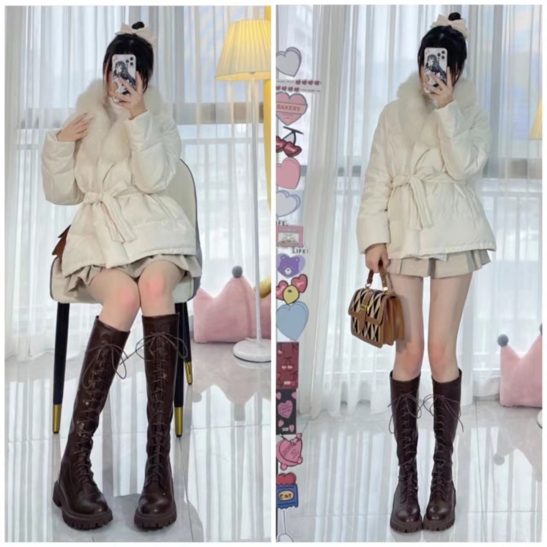 好穿又好搭时尚长筒宽靴,棕色长筒靴子女2022爆款洋气气质