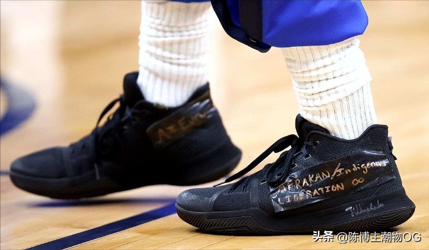 球星上脚篮球鞋欧文,欧文上脚kyrielow2